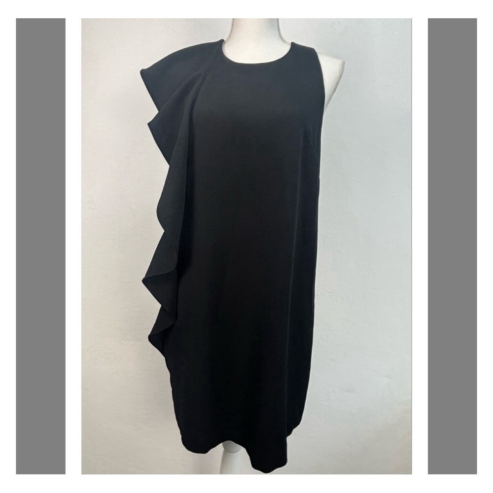 Chelsea28 Black Dress Asymmetrical Ruffled Sleeveless Shift Short Side Ruffle 6